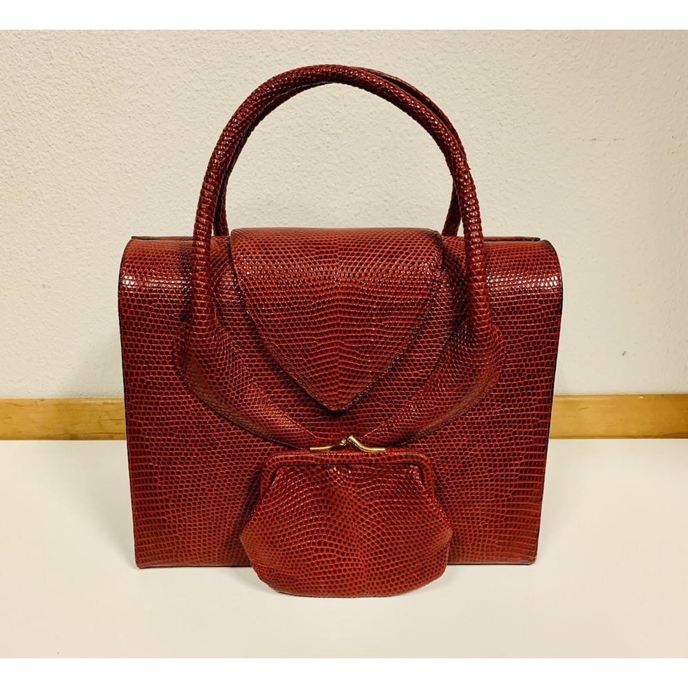 RARE Vintage Nettie Rosenstein Snake Skin Kelly Handbag Circa 1940 OOAK EUC